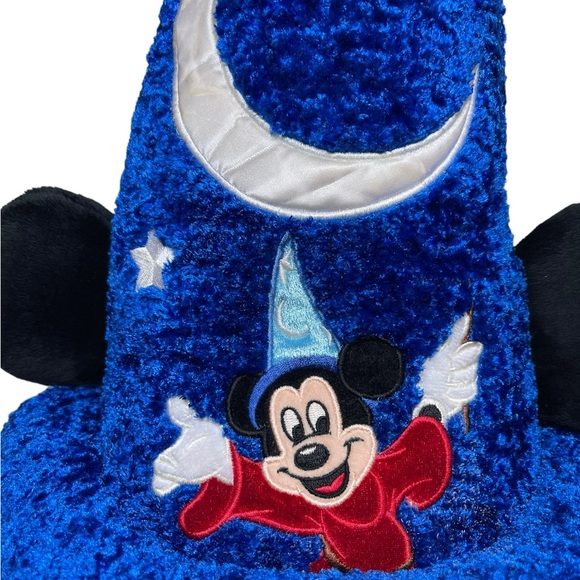 Authentic Disney Mickey Mouse Hat with Ears Blue Plush Fantasia Wizard Tall Cap - Picture 16 of 16